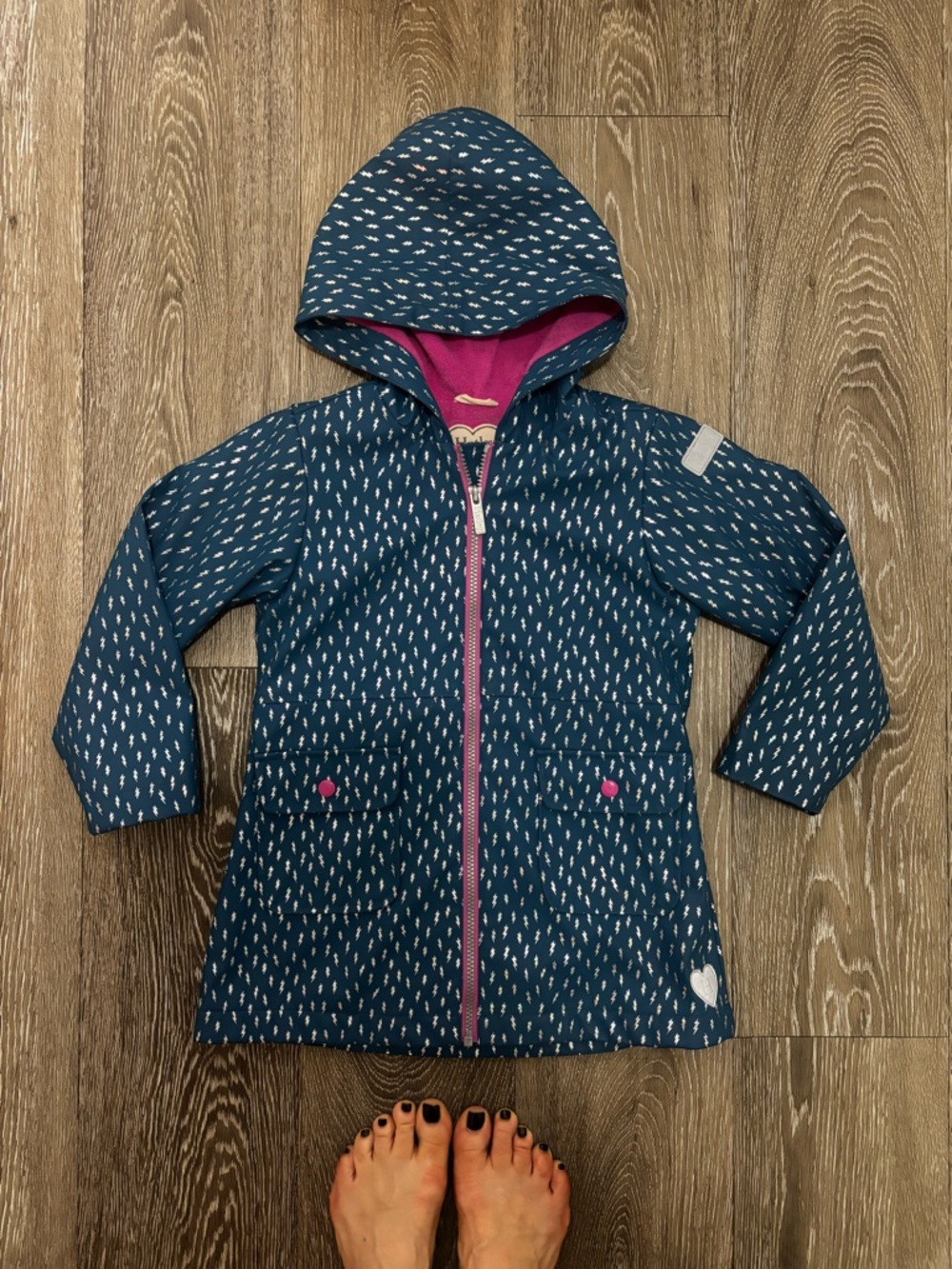 Hatley Teal & Pink Kids Raincoat with Hood